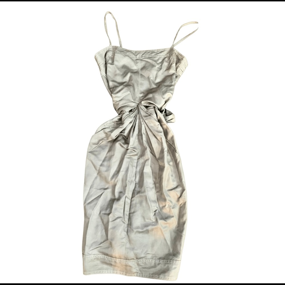 VINTAGE ADOLFO DOMINGUEZ - Sleek tie back midi gray dress